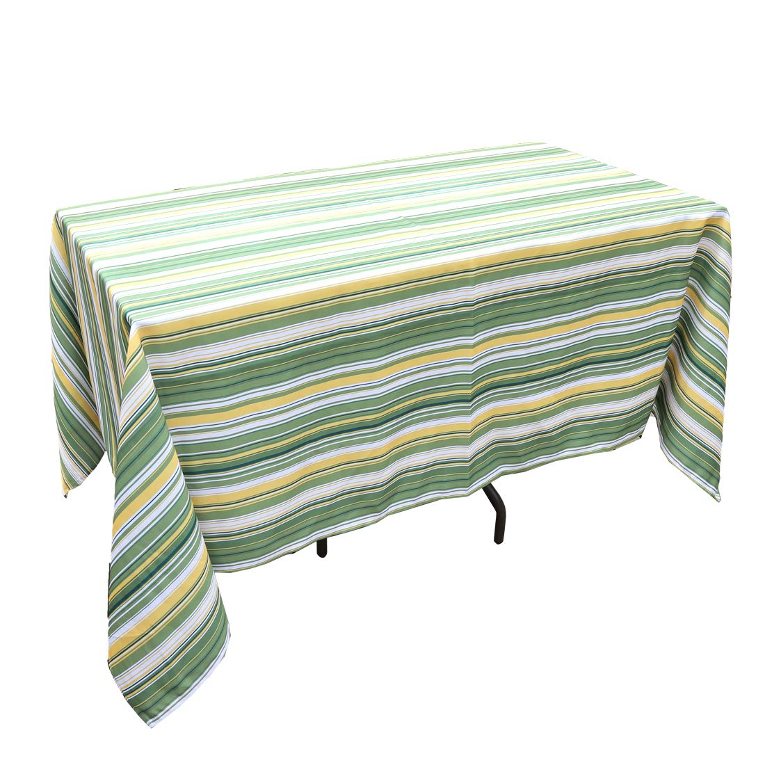 60x120 Inch Water-Resistant Outdoor Tablecloth - Green Stripe Rectangle Table Cover for Spring & Summer Patio Dining - Perfect for BBQs, Garden Parties & Outdoor Entertaining