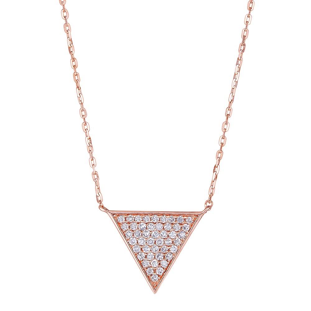 14K Gold 0.18 CTW Diamond Pave Triangle Necklace for Women - Elegant Layering Jewelry for Date Night & Special Occasions