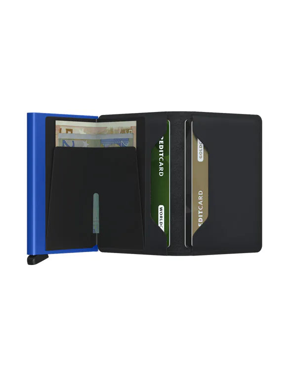 Secrid Slim Wallet - Matte Black & Blue RFID Blocking Minimalist Wallet for Men & Women | Perfect for Travel, Everyday Carry & Gift Giving