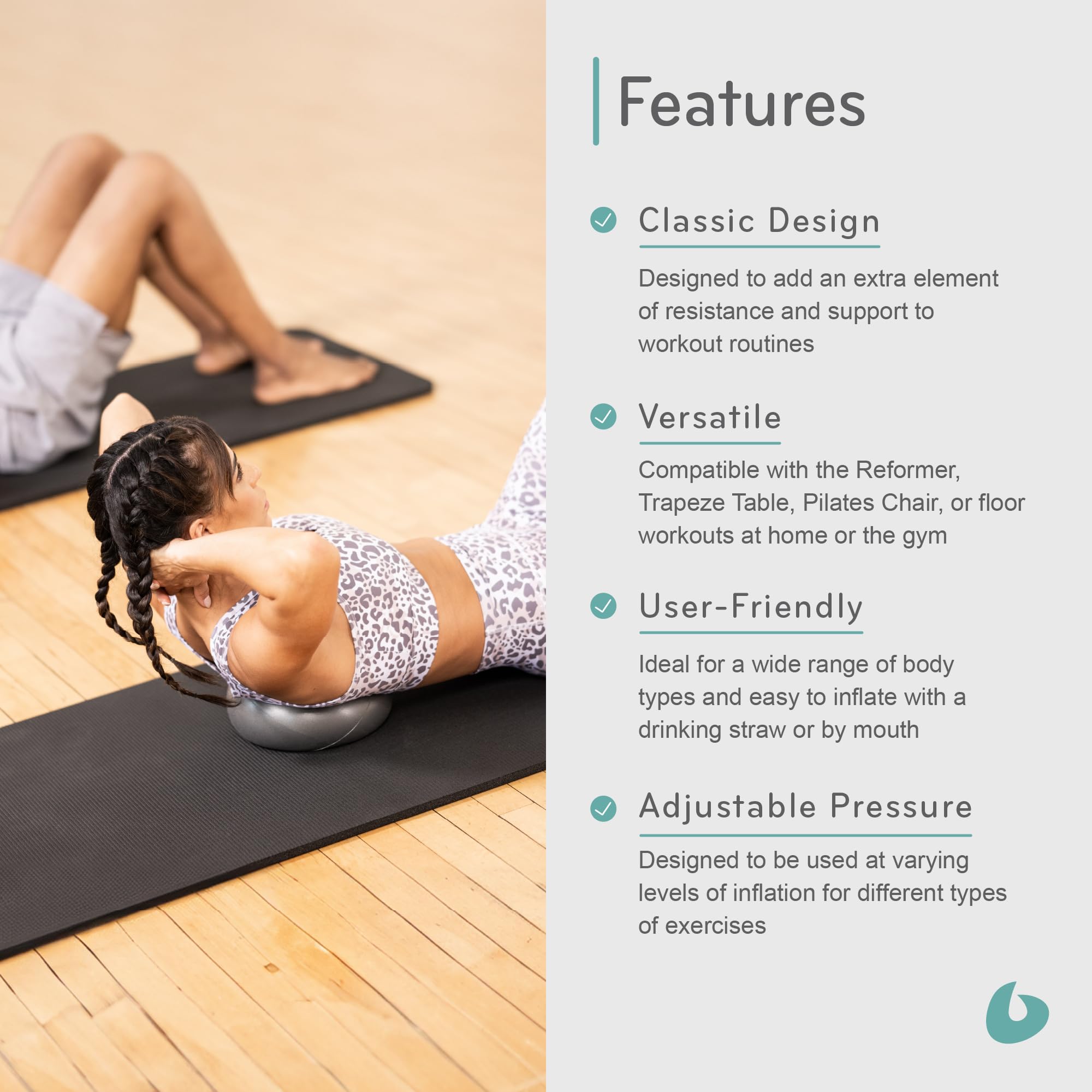 Balanced Body Inflatable Exercise Ball for Stability, Core Strength & Fitness | 8-10 Inch Pilates Ball for Home Gym, Yoga & Physical Therapy | Storm Gray Stability Ball for Balance Training, Posture Correction & Rehabilitation
