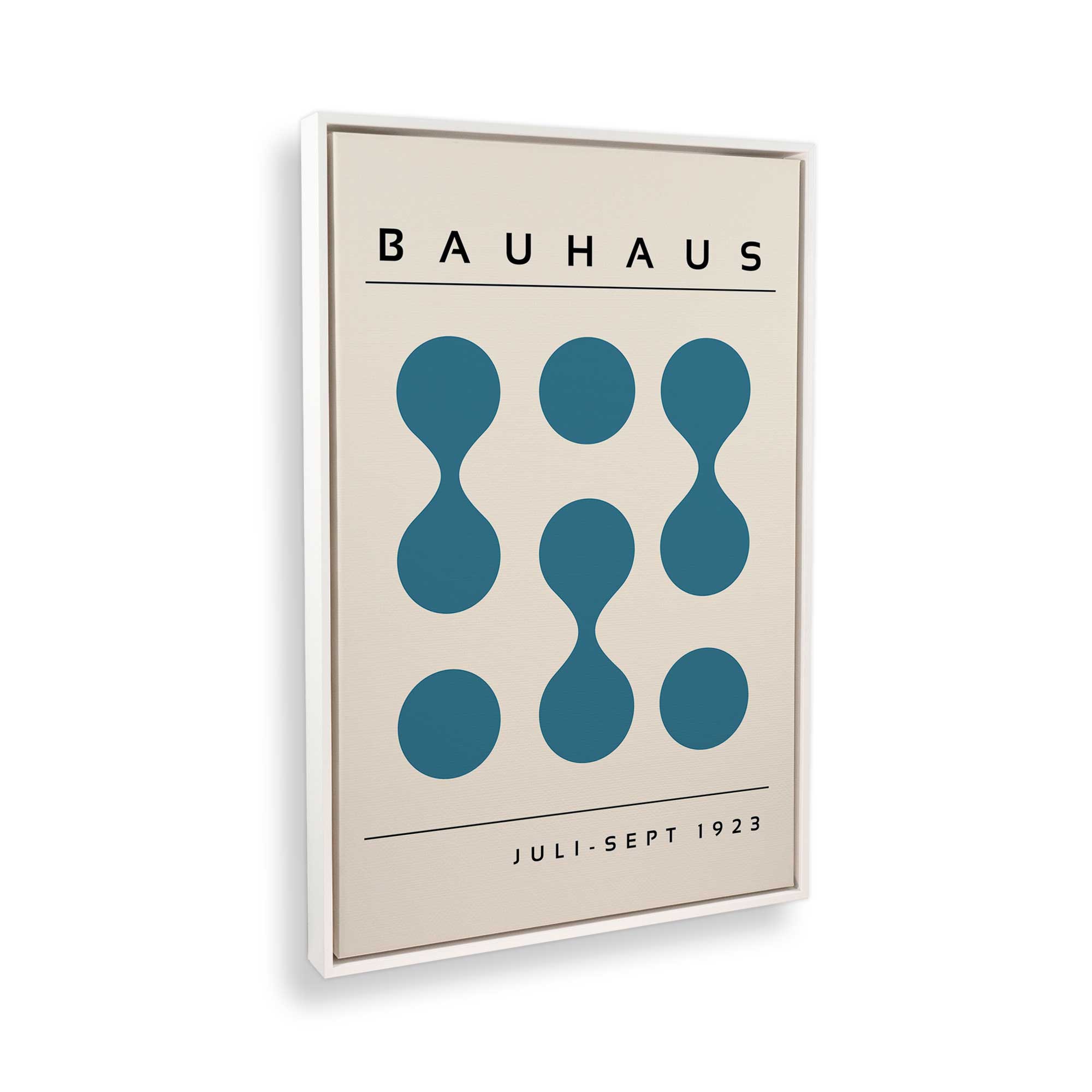 Modern Curved Blue Bauhaus Flow Art Print on Canvas - Abstract Wall Decor for Living Room, Bedroom & Office