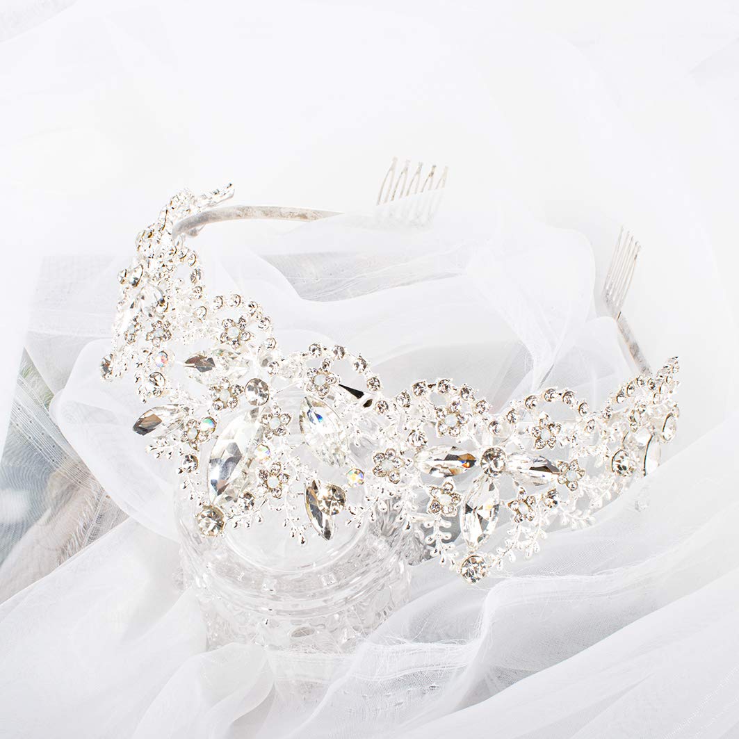 Sparkling Silver Tiara for Women - Crystal Bridal Crown & Princess Headpiece for Girls, Prom, Wedding, Halloween Costume & Christmas Gift - Perfect for Birthday Parties, Pageants & Special Occasions