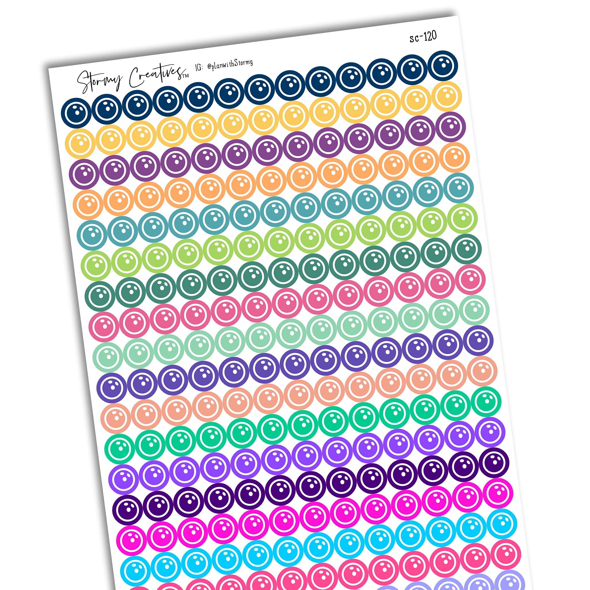 Small Bowling Icons Decorative Stickers - 260 Multicolor 0.3