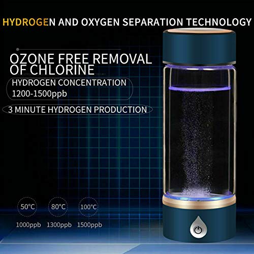 Gaone Hydrogen Water Generator Bottle - 420ML Portable Hydrogen Rich Water Maker with 1500PPB, USB Rechargeable Drinking Cup (Black) for Home, Office & Travel Hydration