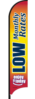 Feather Flag Banner - Custom Printed Advertising Flags | Low Monthly Rental Rates (Flag Only) | Perfect for Outdoor Events, Grand Openings & Car Dealerships