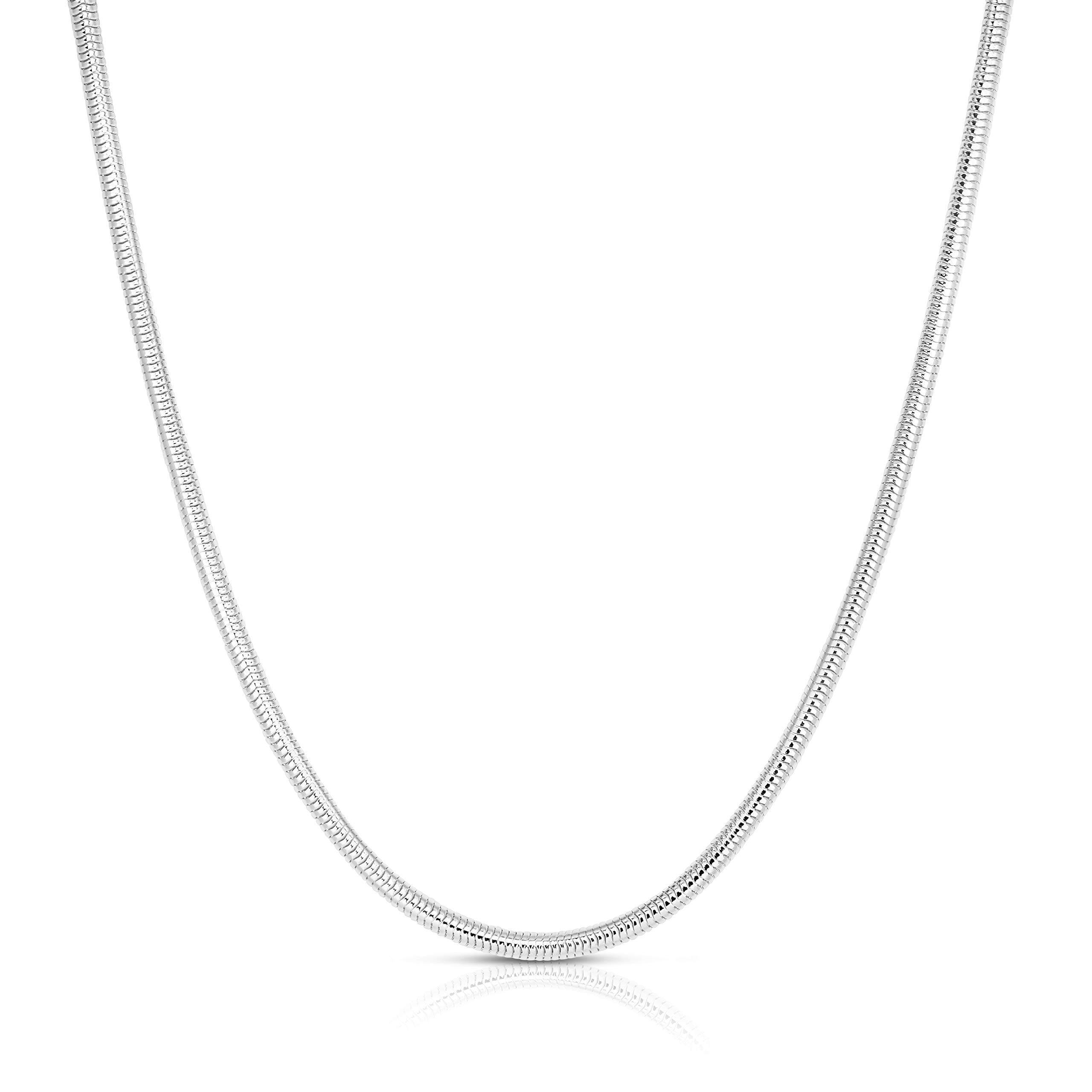 **ARGENTO REALE 925 Sterling Silver Snake Chain Necklace 2MM-5MM - Round Flexible Italian Silver Necklace 16-30 Inches - Made in Italy - Perfect for Layering, Gifts & Everyday Elegance**