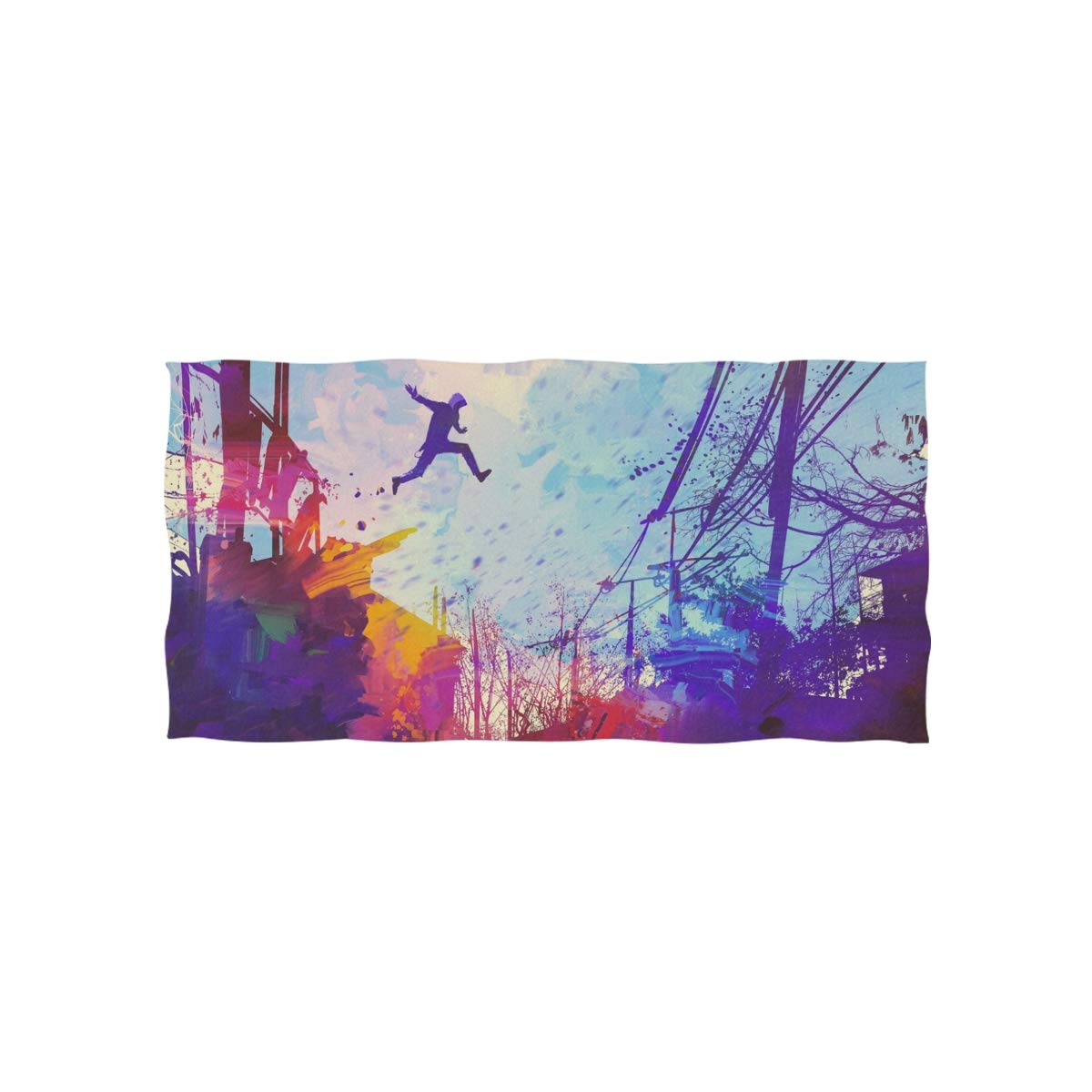 ALAZA Microfiber Gym Towel - Fast Drying Sports Towel for Fitness, Yoga & Workouts - 15x30 Inch Absorbent Sweat Towel with Abstract Parkour Design - Perfect for Gym, Running, Travel & Facial Cleansing
