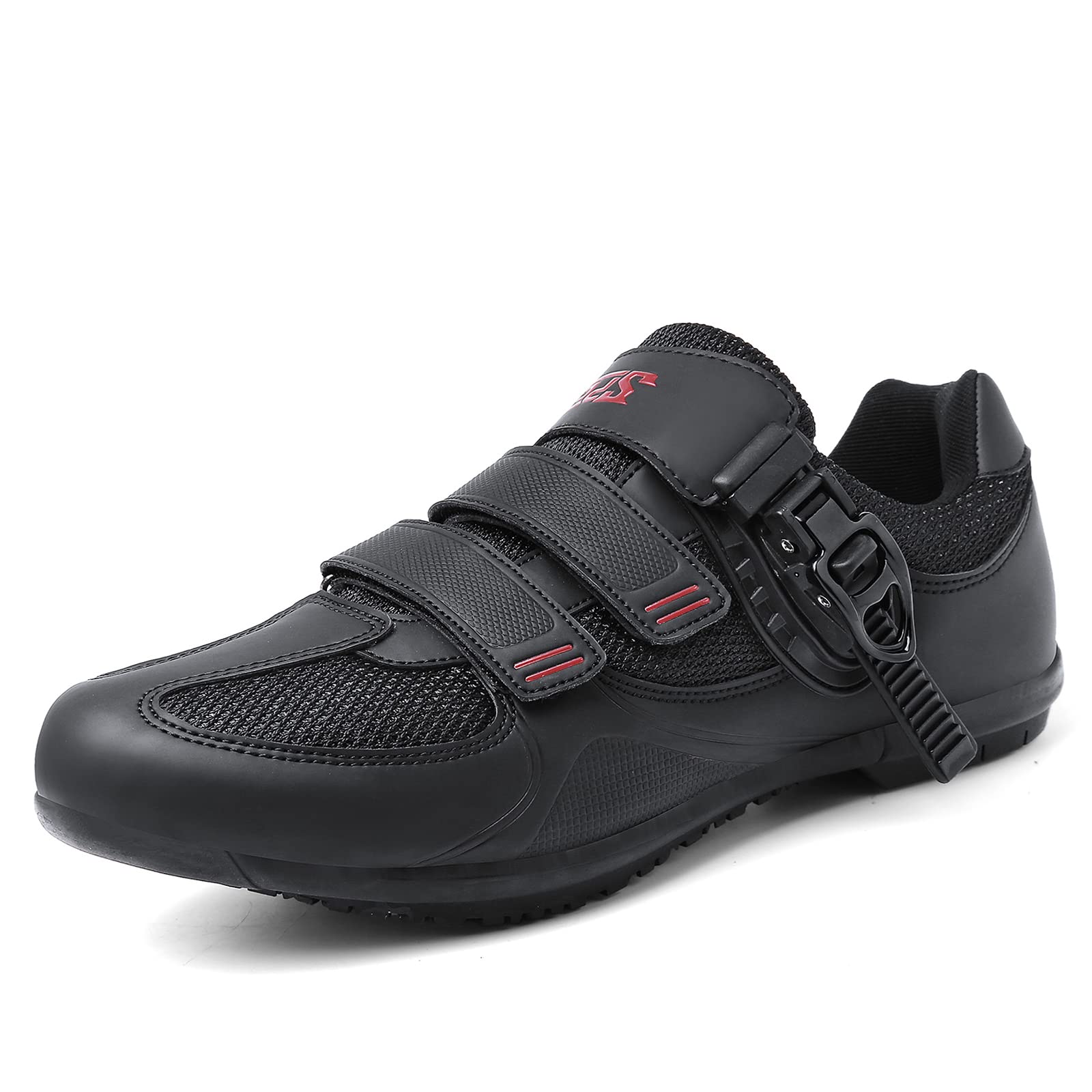 HongHe Men's Mountain Bike Shoes - Adjustable Buckle Strap Cycling Sneakers for Indoor/Outdoor Riding - Perfect for Road Cycling, Spinning Class & Commuting (Size 40, Color B)