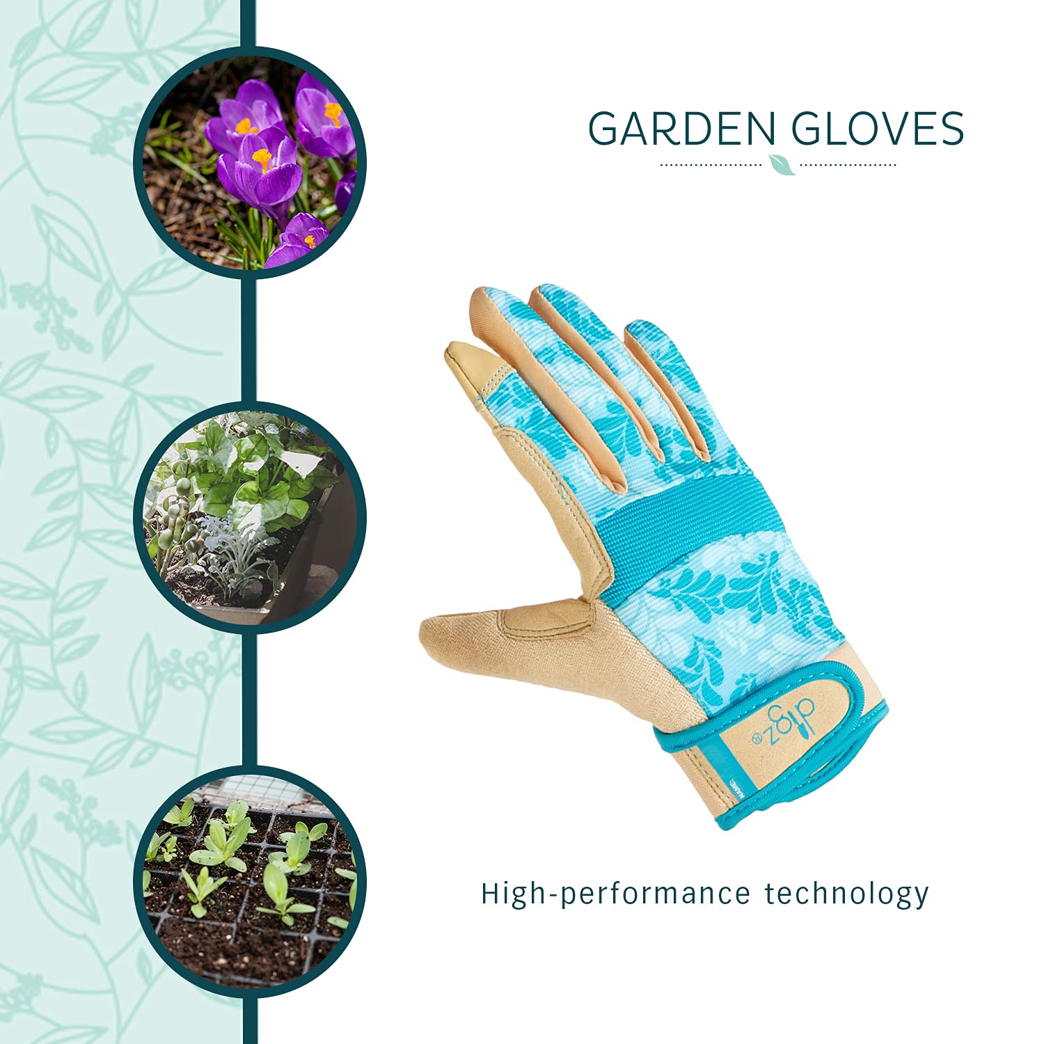 DIGZ 7606-23 Women's Gardening Gloves - Touchscreen Work Gloves for Outdoor & Gardening