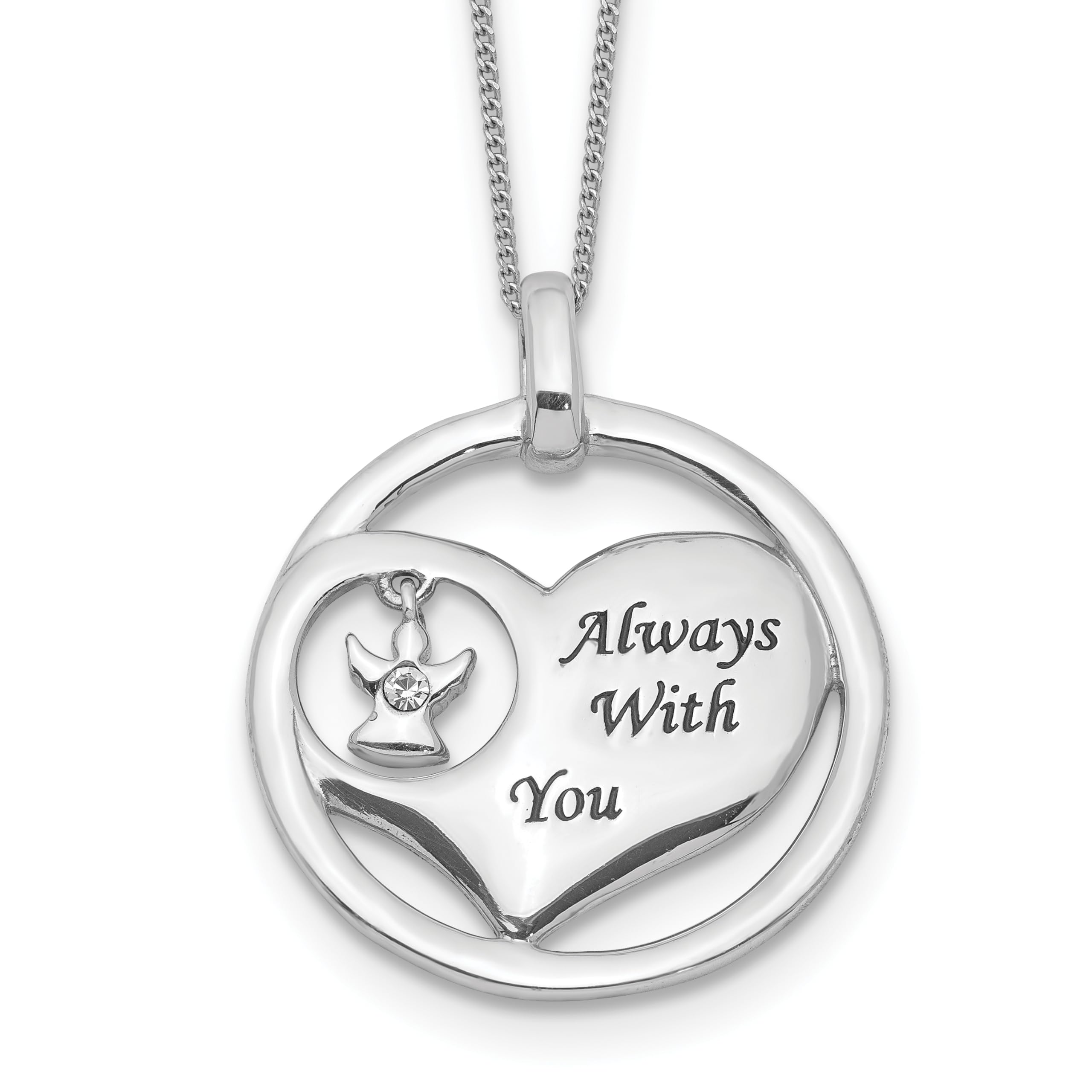 Sterling Silver Rhodium Plated Crystal & Enamel Heart Pendant Necklace for Women - Elegant Valentine's Day Gift, Anniversary Present, or Romantic Date Night Jewelry