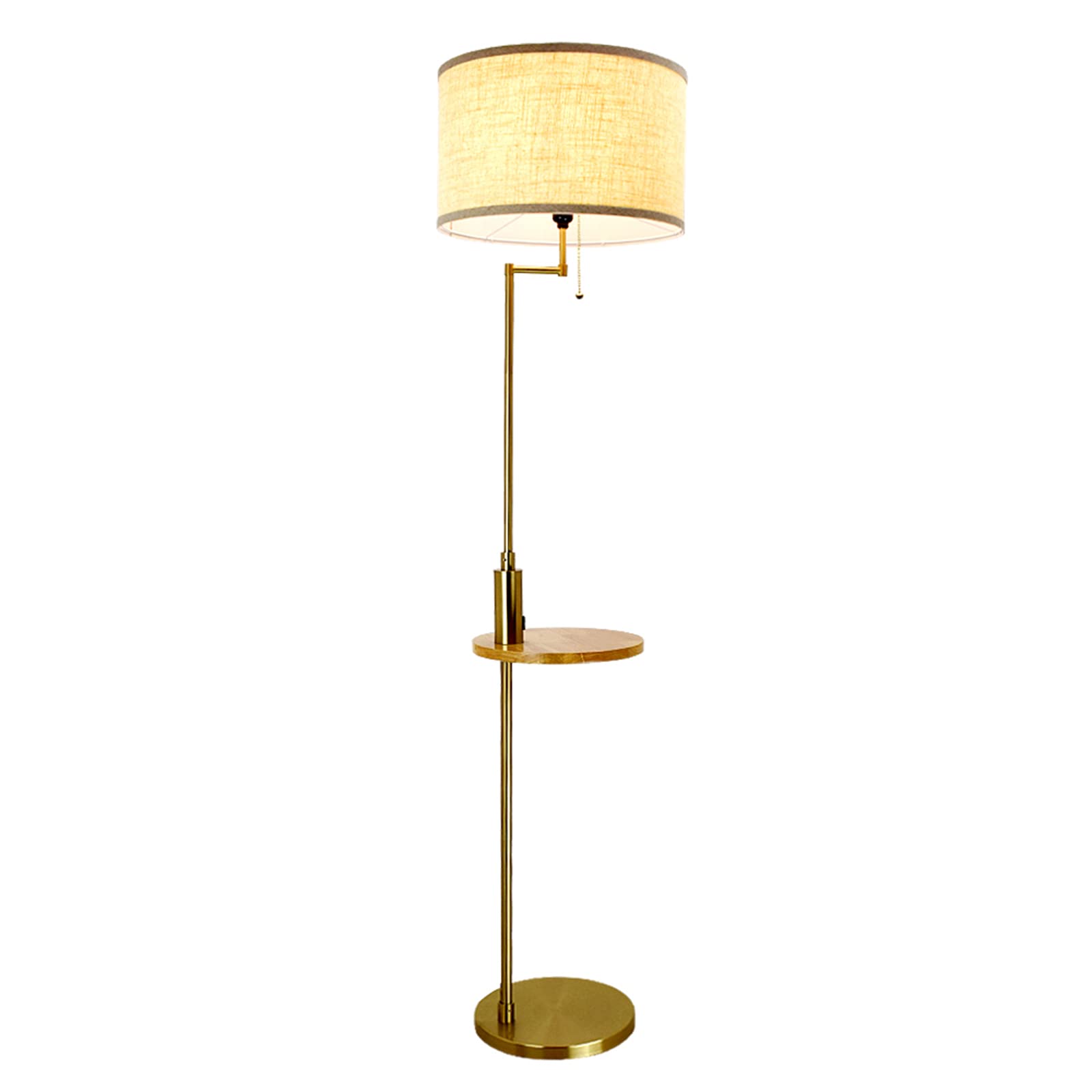 Modern Floor Lamp with USB Charging Port - Adjustable Reading Light & Side Table - Tall Pole Office Lamp for Bedroom, Living Room - Mid Century & Farmhouse Rustic Lighting with Drum Shade - Perfect for Home Office, Study Nook & Cozy Reading Corner