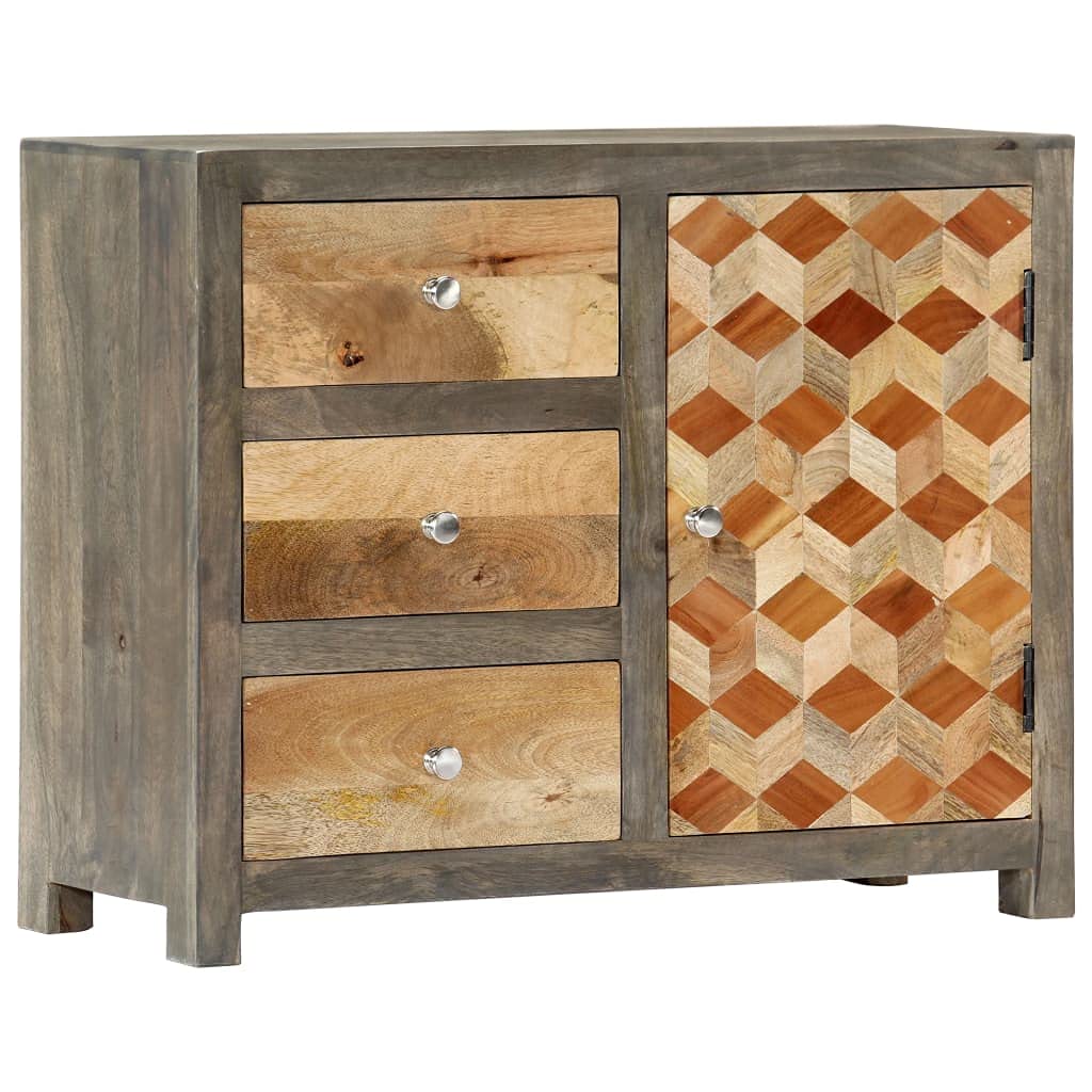 Modern Sideboard Cabinet - Solid Mango Wood Storage Unit with Drawers (29.5