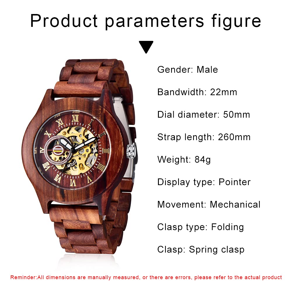 Wooden Watch for Men - Mechanical Movement & Wooden Strap | Gift for Father's Day & Birthday