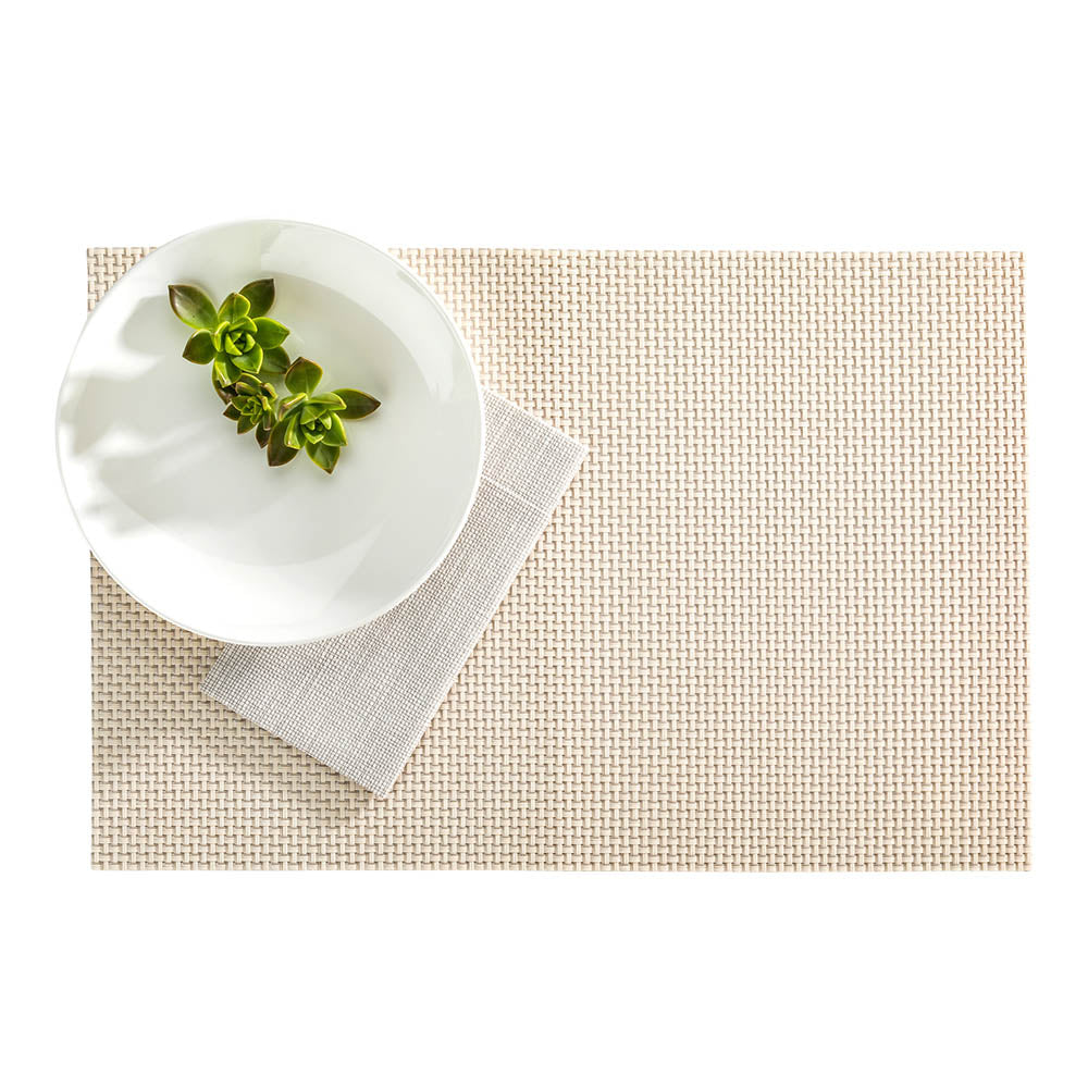 Amalfi Basketweave White Pearl Vinyl Woven Placemats - Set of 6 (16