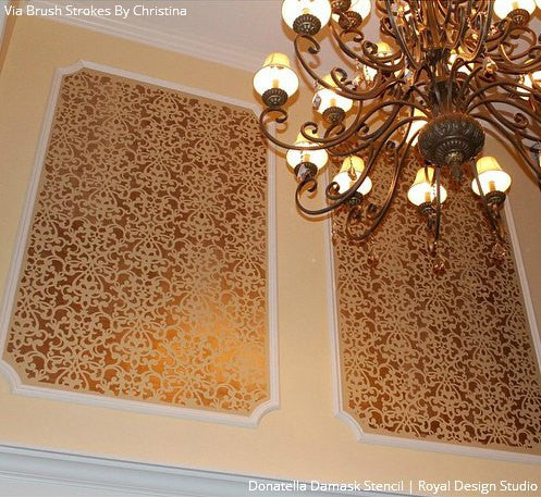 Donatella Damask Stencil - Reusable Wall Stencils for Painting, DIY Home Decor, Furniture & Crafts | Perfect for Bedroom, Living Room, and Wedding Decorations