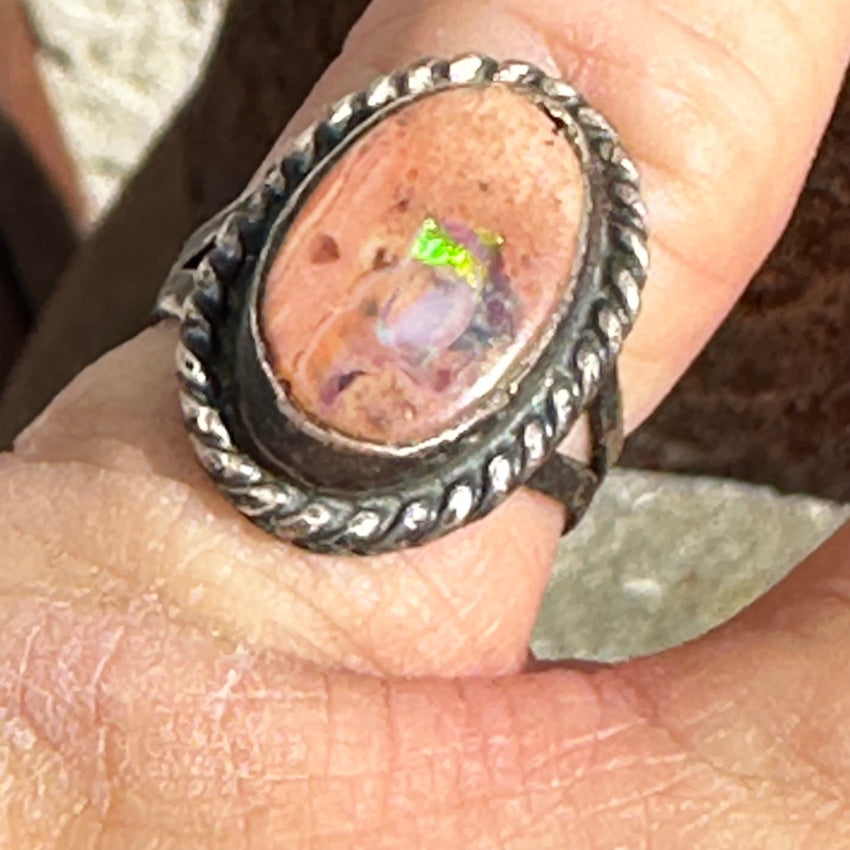 Vintage Mexican Sterling Silver Cantera Opal Ring - Size 5.25 - Handmade Jewelry for Women, Unique Opal Gift for Her, Perfect for Weddings, Anniversaries & Special Occasions