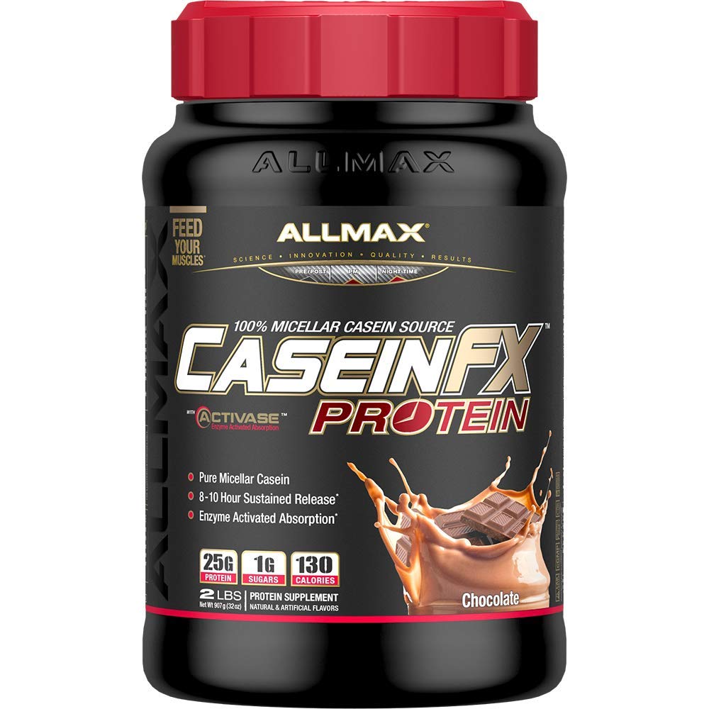 ALLMAX CASEIN-FX Protein Powder, Chocolate Flavor - 2 lb (25g Slow-Release Protein Per Scoop) - Low Carb, Zero Added Sugar - 27 Servings - Ideal for Nighttime Recovery & Muscle Growth