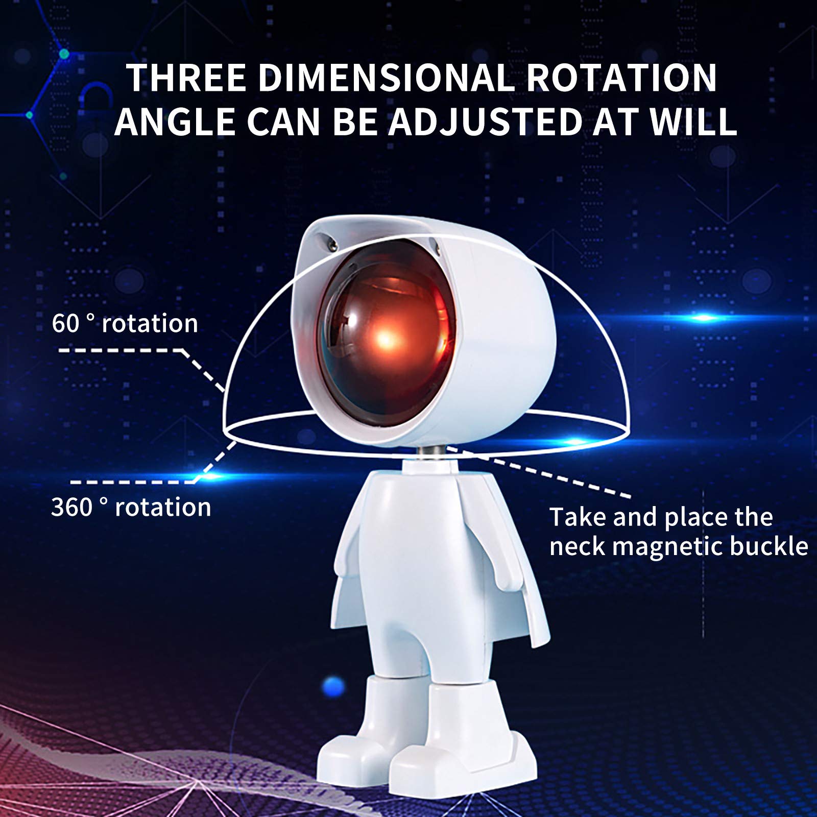 360° Rotating Astronaut Projection Lamp - USB Charging LED Night Light with Sunset & Rainbow Effects, Modern Floor Standing Lamp for Bedroom, Romantic Gift for Wedding, Birthday Party & Home Decor