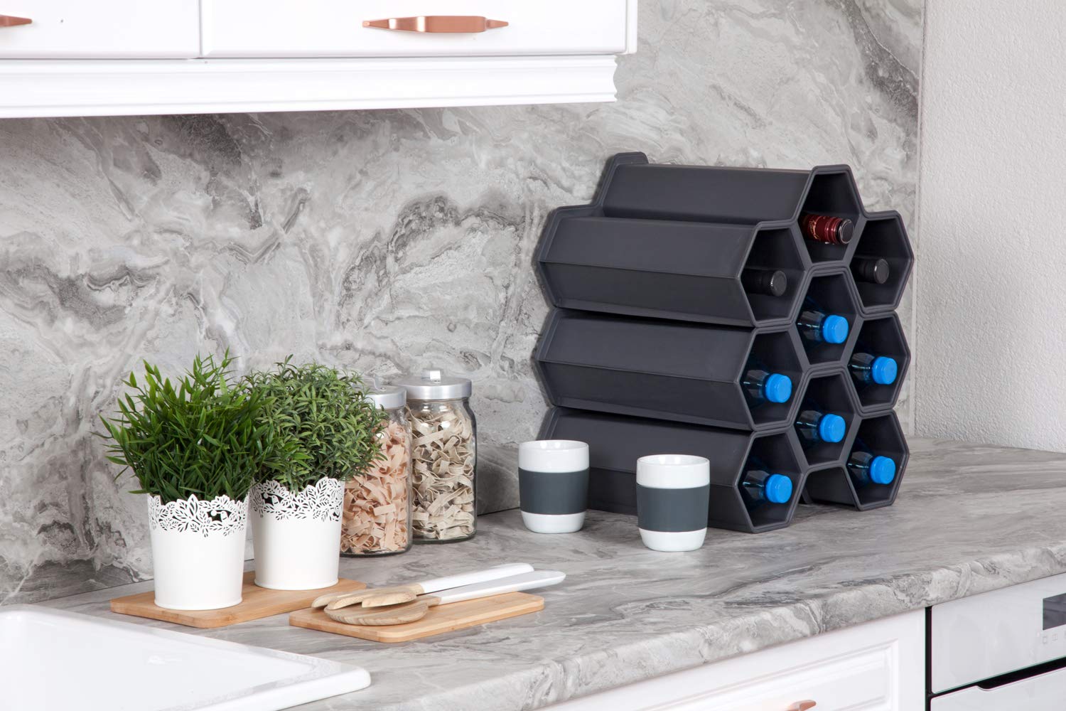 19712 Wooden Wine Rack - 12 Bottle Storage Holder for Kitchen, Dining Room & Bar - Premium Wine Organizer for Home & Commercial Use