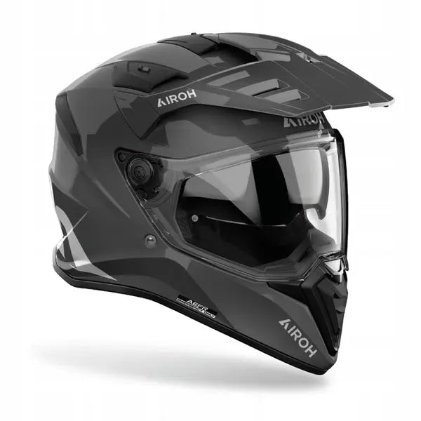 Airoh Bandit Full Face Motorcycle Helmet - Glossy Dark Grey for Street & Off-Road Biking - DOT & ECE Certified Safety Gear for Men & Women