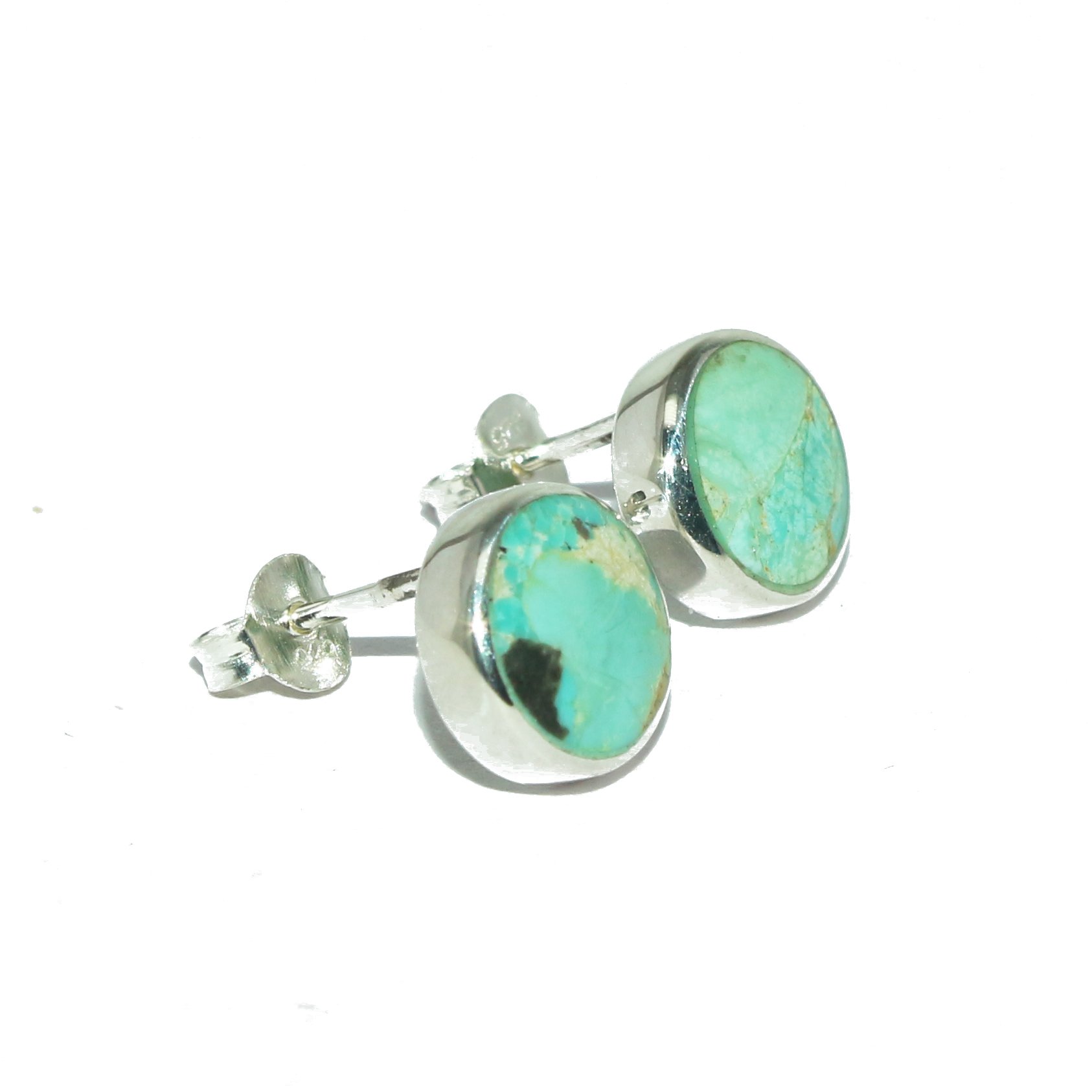 925 Sterling Silver Stud Earrings for Women - Turquoise Gemstone, Minimalist Round Design, Hypoallergenic & Lightweight, December Birthstone Jewelry - Perfect for Gifts, Everyday Wear & Special Occasions