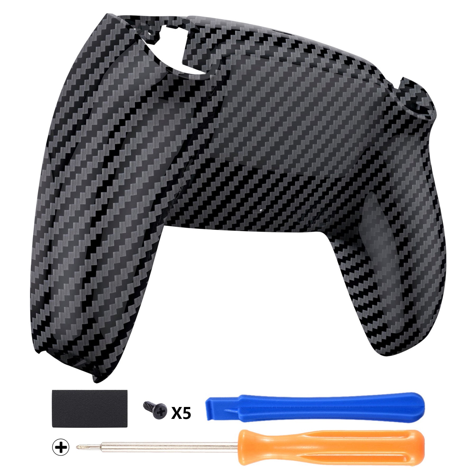 Premium Graphite Carbon Fiber Back Shell Cover for PS5 Controller - Replacement Housing Bottom Panel with Custom Design - Enhance Grip & Style for Gaming, Streaming & Esports