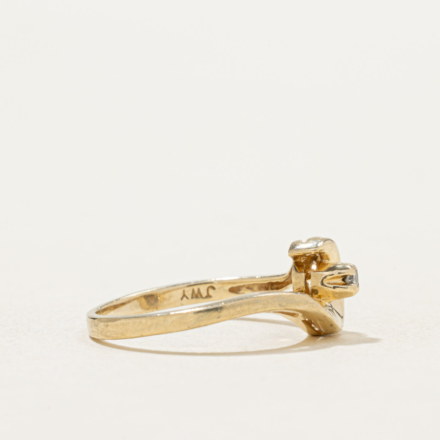 10K Gold Diamond Crescent Ring for Women - 0.02ctw Genuine Diamond Ring - Size 4.25 - Elegant Moon Shaped Jewelry for Anniversary, Birthday & Special Occasion Gifts