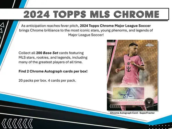 2024 Topps Chrome MLS Soccer Hobby Box - 24 Packs with Autograph & Memorabilia Cards - Perfect for Soccer Collectors & Fantasy League Fans