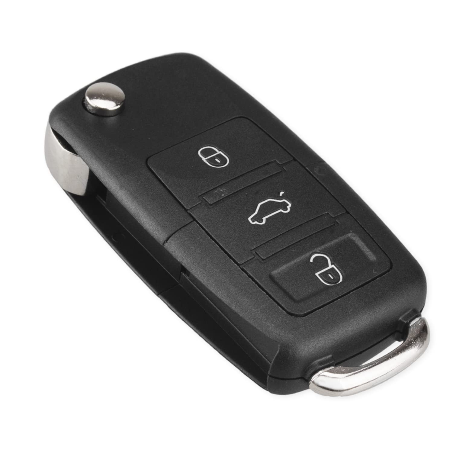 Volkswagen Key Fob Cover Replacement - 3 Button Remote Key Case Shell Compatible with VW Golf, Polo, Passat, Jetta, Bora, Seat Leon, Toledo & Skoda Octavia (Without Blade) - Durable Protection for Car Keys