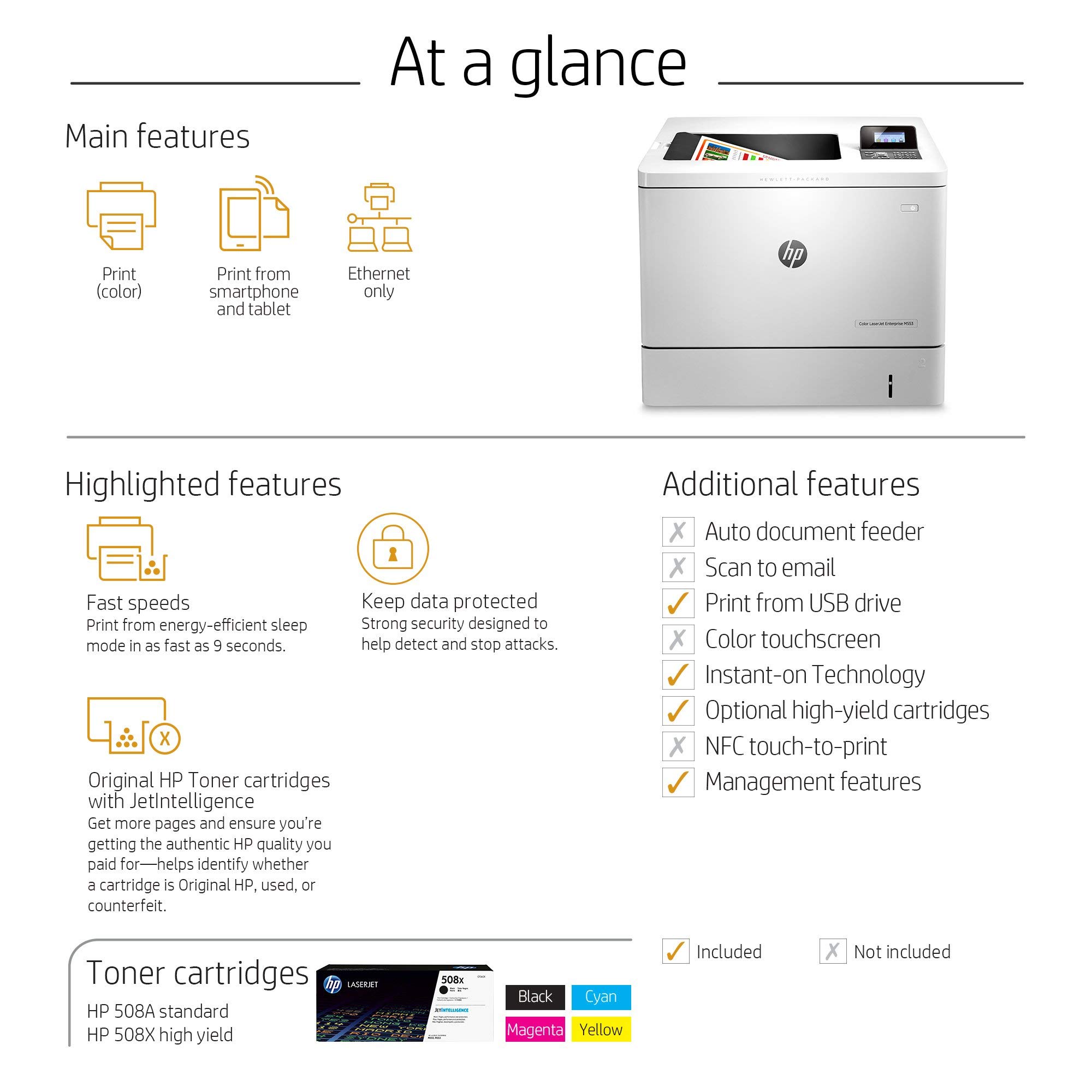 HP LaserJet Enterprise M553n Color Laser Printer - Fast Ethernet Network Printer | High-Quality Renewed (B5L24A) | Perfect for Office & Small Business Printing Needs