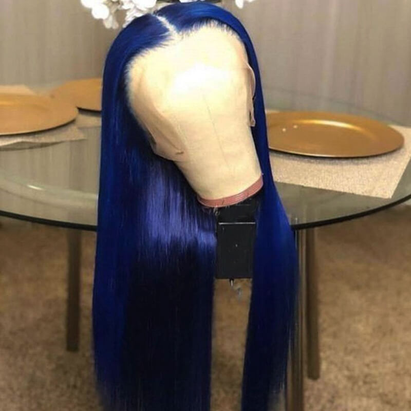 Flawless Blue Eullair Navy Blue Body Wave Straight Curly Human Hair Lace Front Wig | TikTok Saebunny Recommended | Perfect for Cosplay, Parties & Daily Wear
