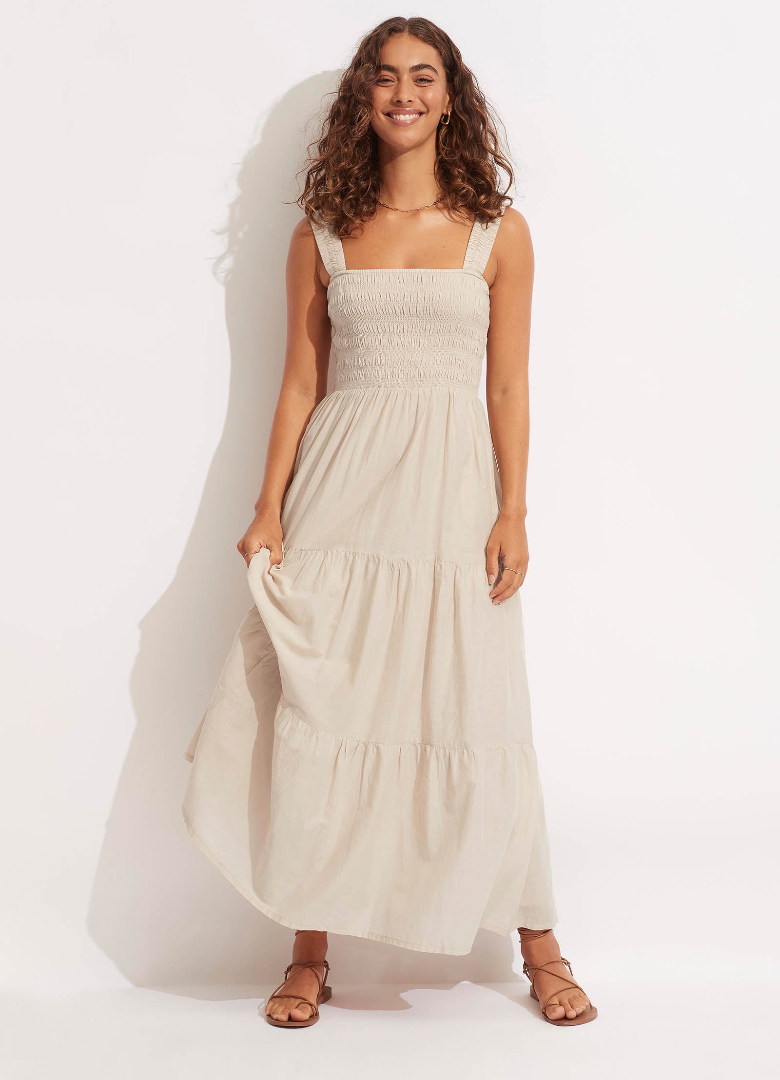 Faithful Midi Dress - Natural Cotton Flowy Boho Summer Dress for Women | Perfect for Beach Vacations, Date Nights & Casual Outings