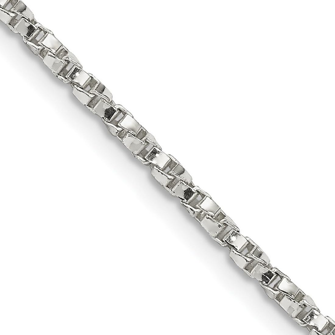 925 Sterling Silver Twisted Box Chain Necklace - 2.25mm Polished 16