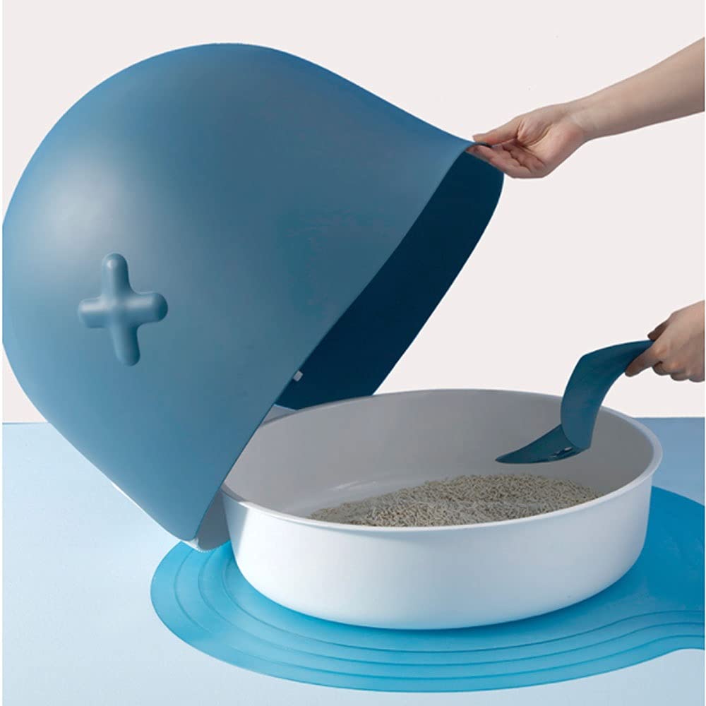 Whale-Shaped Cat Litter Box - Large Semi-Enclosed Design with Splash-Proof & Odor Control - Perfect for Small Spaces & Multi-Cat Homes - Essential Kitty Supplies for Indoor Cats