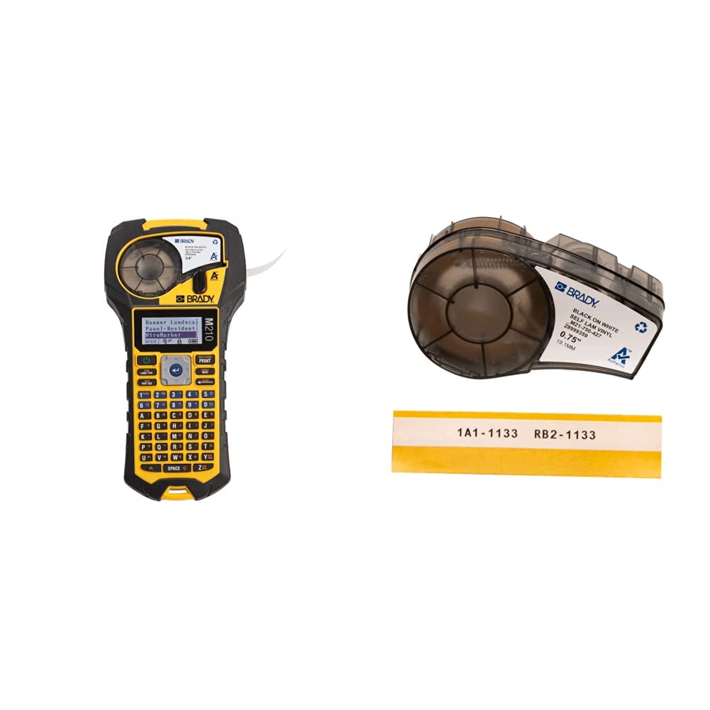 Brady M210 Portable Label Printer Bundle with Self-Laminating Wire Wrap - Durable Protective Covering for Labels | Ideal for Office, Warehouse & Industrial Organization