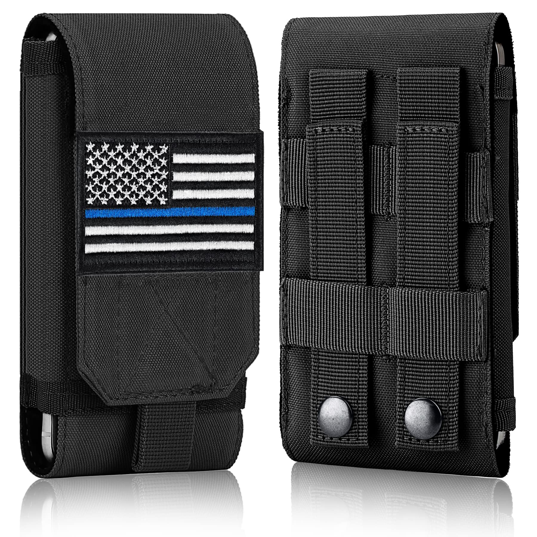 IronSeals Tactical Molle Phone Case - Heavy Duty Loop Belt Holster Pouch with Flag Patch for iPhone 16 Pro Max/16 Plus/16 Pro/16/15 Pro Max/14 Pro Max/13 Pro Max/12 Pro Max & Galaxy S24 Ultra - Perfect for Outdoor Adventures, Military Use, and Everyday Carry