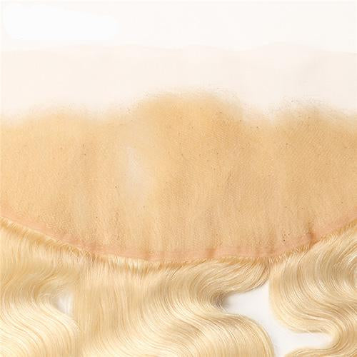 613 Body Wave Frontal Human Hair Blonde Lace Front Wig - Perfect for Daily Wear, Cosplay & Special Occasions