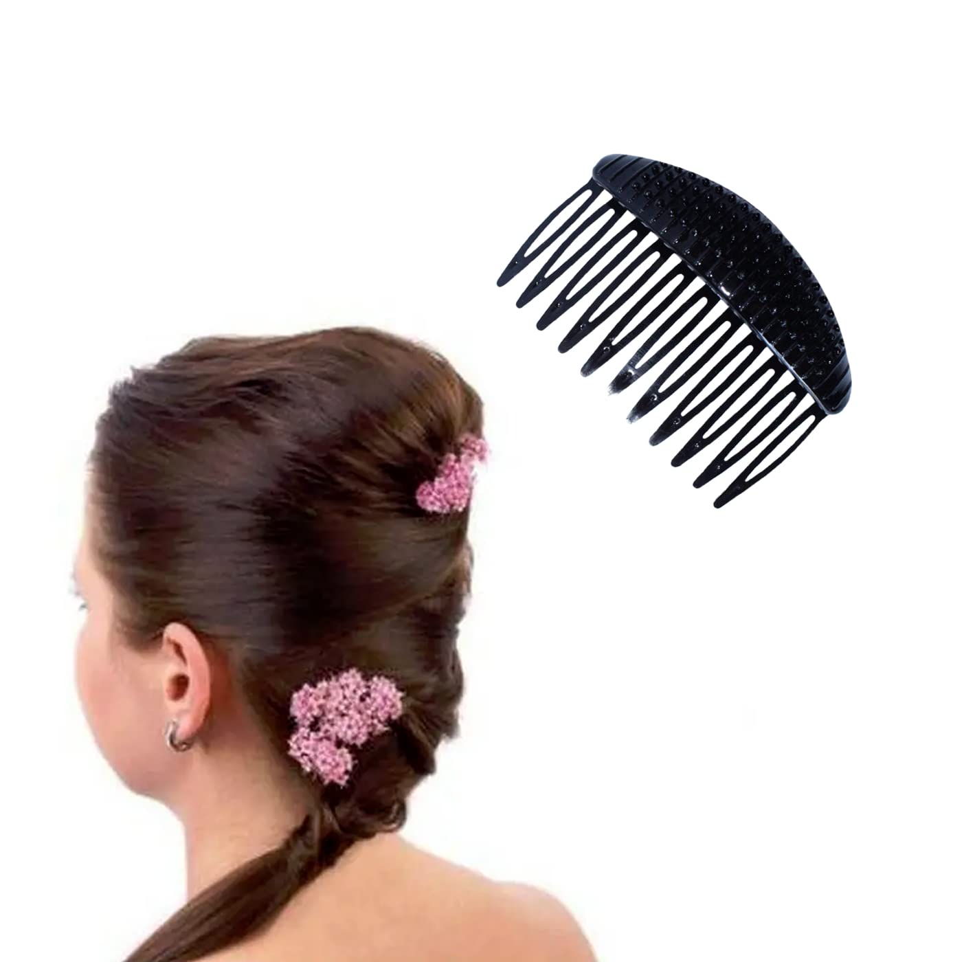 Kabello Comb Donut Puff Maker for Hair Styling - 2 Pack Black Hair Buns for Fluffy Bumps & Voluminous Updos - Perfect for Weddings, Prom, and Everyday Hairstyles