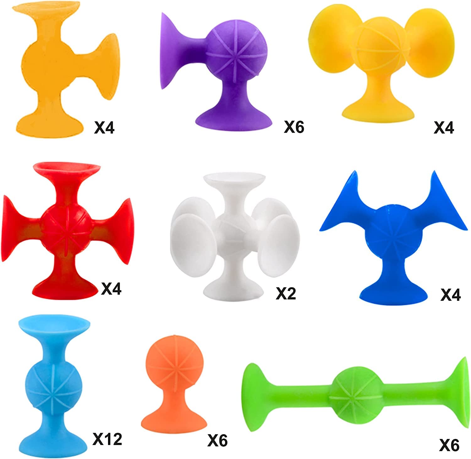 48-Piece Montessori Bath Toy Set - Silicone Suction Cup Building Blocks & Darts for Kids 3+ | Bathtime Fun, Travel & Sensory Play Activities