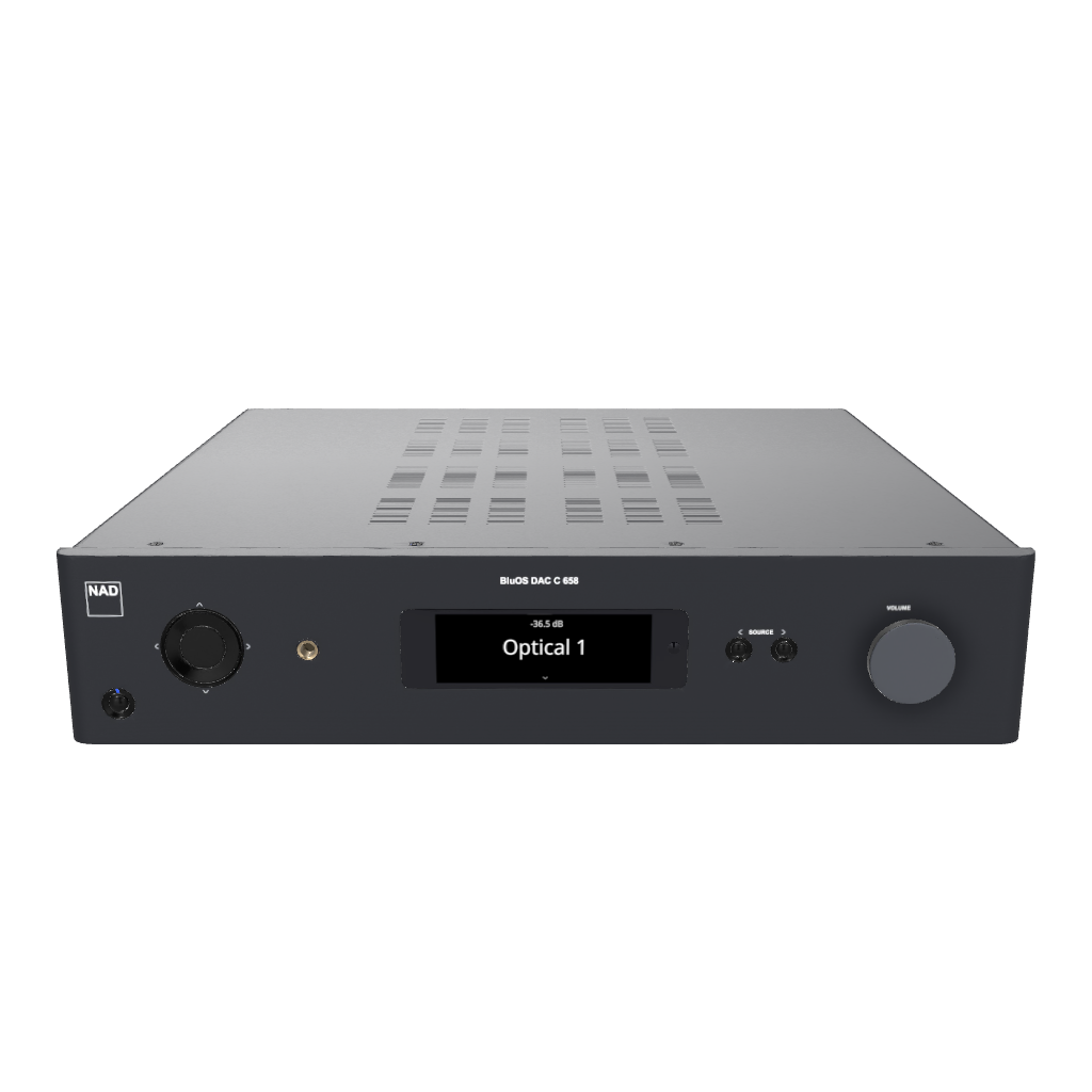 NAD C 658 BluOS Streaming DAC Preamplifier - High Resolution Network Audio Player with Dirac Live Room Correction | Perfect for Home Theater & Hi-Fi Music Systems