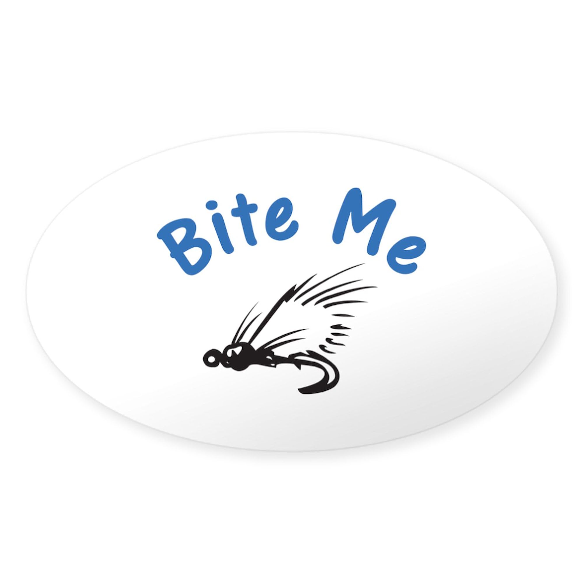 Bite Me Sticker - Oval Car Bumper Decal for Vehicles & Laptops