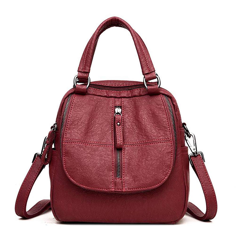 GloryMM Women's Large Capacity PU Leather Tote Bag - Stylish Shoulder Bag & Backpack Purse in Red | Perfect for Work, Travel & Daily Use