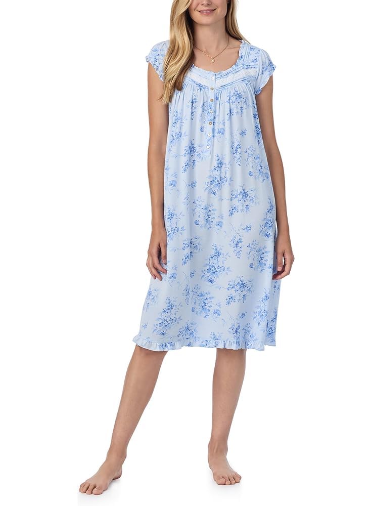 Eileen West Plus Size Modal Spandex Jersey Knit Cap Sleeve Waltz Nightgown | Comfortable Sleepwear for Women | Perfect for Relaxing at Home & Overnight Stays