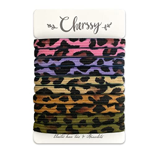Stylish Cheetah Print Hair Ties & Bracelet Set - Fashionable Ponytail Holders & Elastic Hair Bands for Women, Girls & Teens - Perfect for School, Workouts & Everyday Accessories