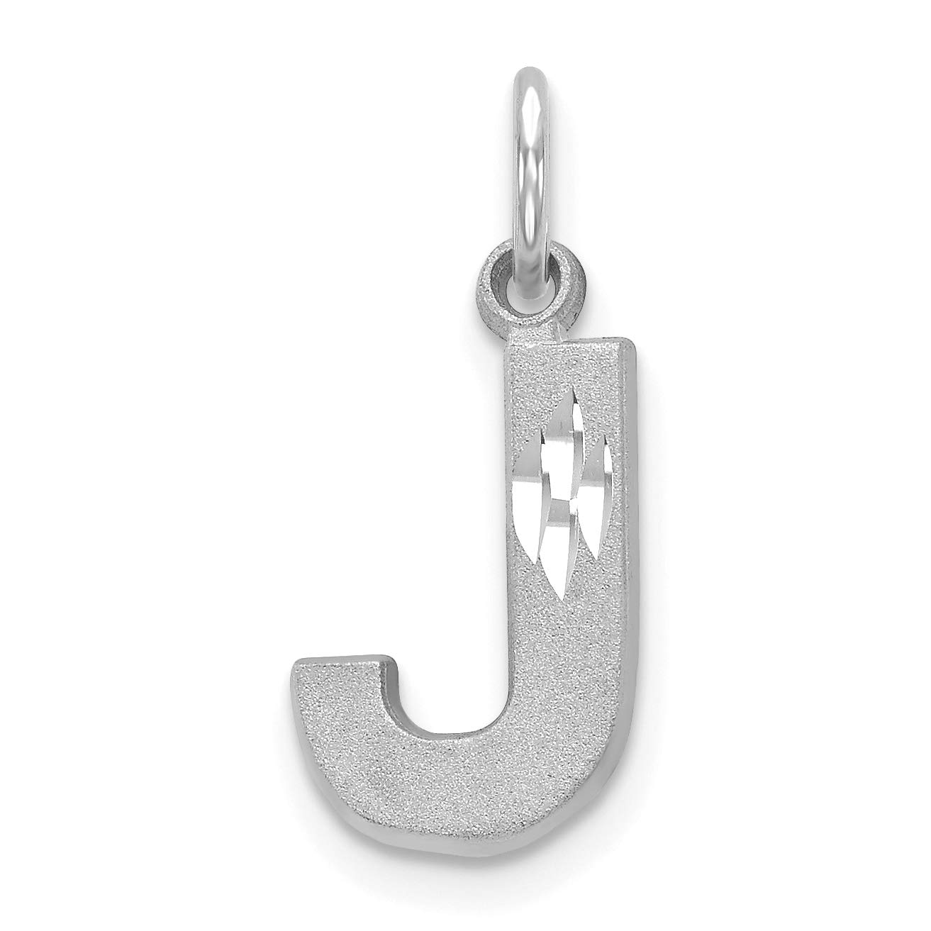 Avariah 14KW White Gold Satin Diamond-Cut Letter A Initial Charm Necklace - Personalized A-Z Alphabet Pendant (0