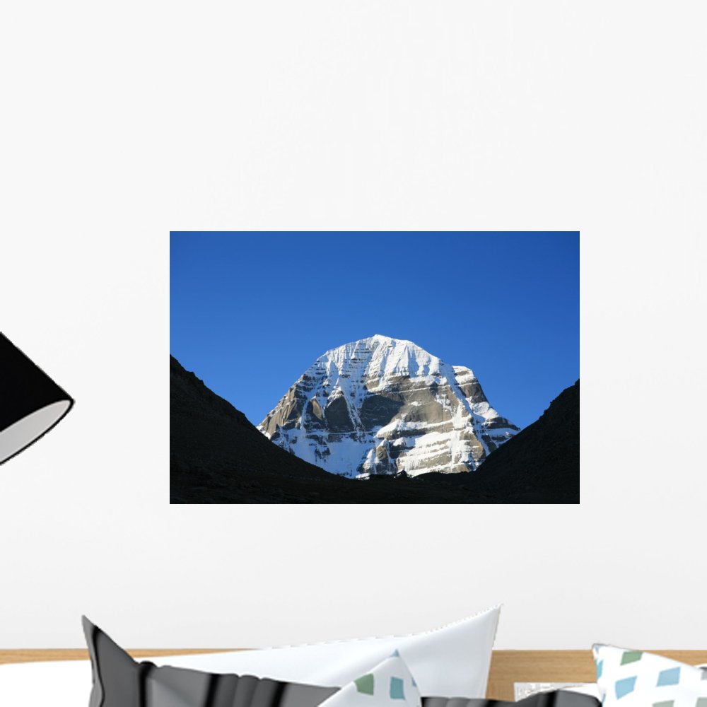 Wallmonkeys Kailash Mountain Peel and Stick Wall Decal - 18 x 12 Inches - Removable Wall Art for Home, Office & Nursery Decor - Perfect for Living Room, Bedroom or Kids Room