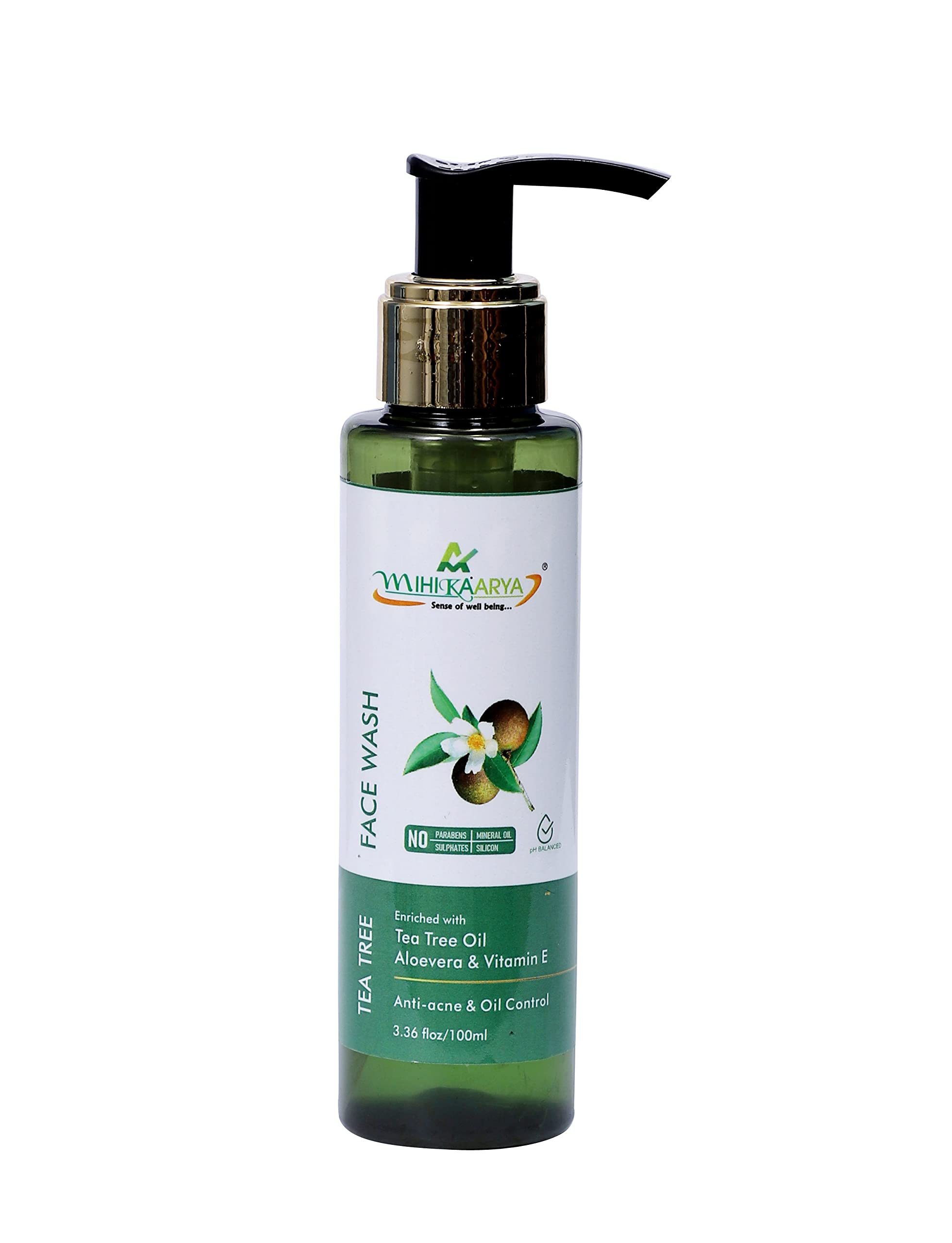 MIHIKAARYA Tea Tree Face Wash (100ml) - Acne Control & Oil Balancing Cleanser for Clear Skin - Perfect for Daily Skincare Routine & Travel