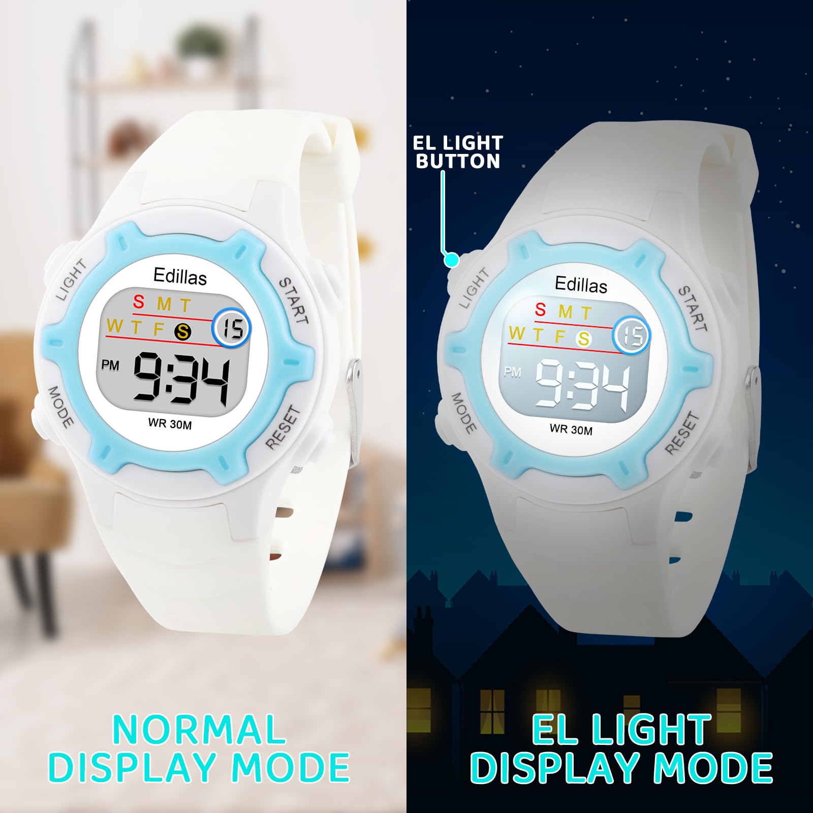 **Edillas Kids Digital Watch for Girls & Boys - Waterproof, LED Backlight, Alarm & Stopwatch - Perfect for School, Sports & Outdoor Activities (Ages 4-13)**