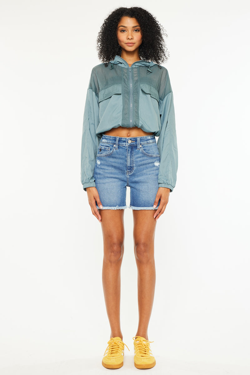 Marla High Rise Shorts for Women - Stretchy Comfortable Denim Shorts with Pockets | Perfect for Summer, Casual Outfits, and Beach Vacations