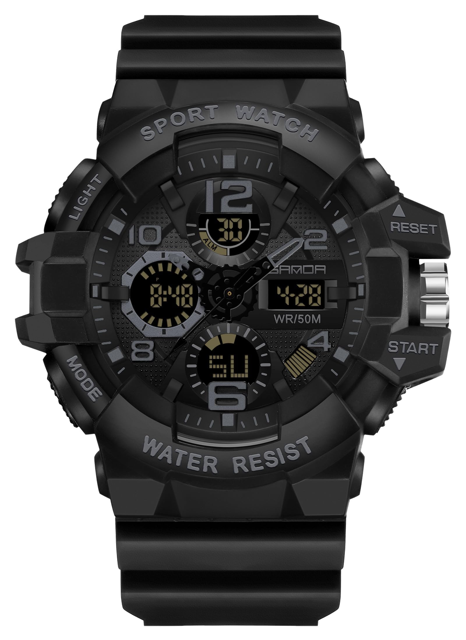 Men's Tactical Military Watch - Waterproof Digital Analog Sports Wristwatch with LED Alarm for Outdoor Work & Adventure